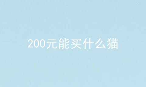 200元能买什么猫
