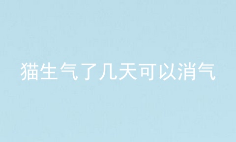 猫生气了几天可以消气