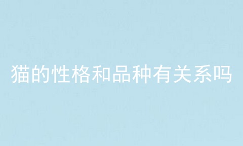 猫的性格和品种有关系吗