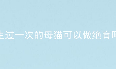 生过一次的母猫可以做绝育吗