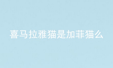 喜马拉雅猫是加菲猫么