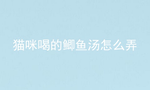 猫咪喝的鲫鱼汤怎么弄