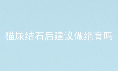 猫尿结石后建议做绝育吗
