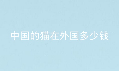 中国的猫在外国多少钱
