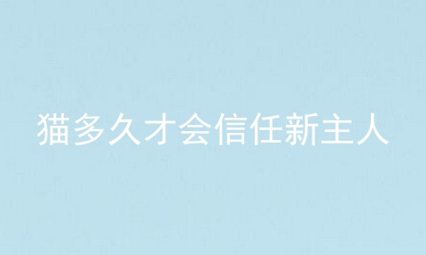 猫多久才会信任新主人