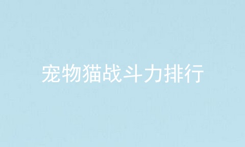 宠物猫战斗力排行