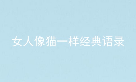 女人像猫一样经典语录