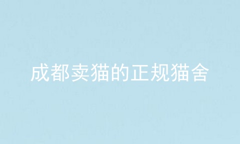 成都卖猫的正规猫舍