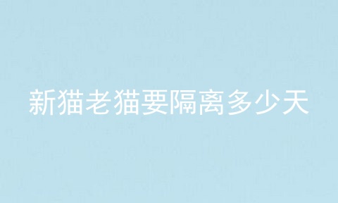新猫老猫要隔离多少天