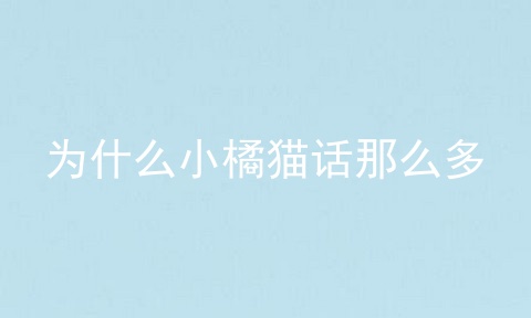 为什么小橘猫话那么多