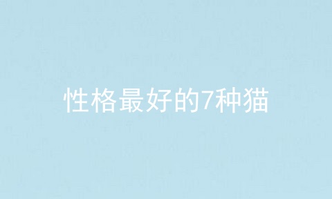 性格最好的7种猫