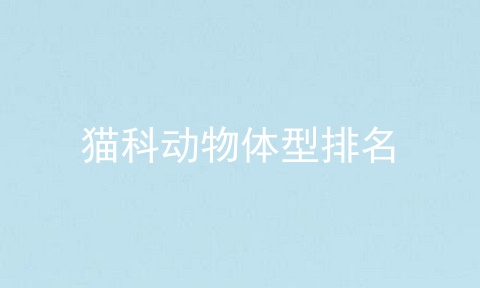 猫科动物体型排名