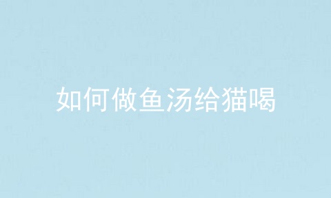 如何做鱼汤给猫喝