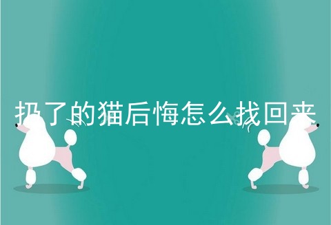 扔了的猫后悔怎么找回来