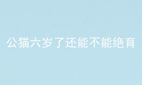 公猫六岁了还能不能绝育