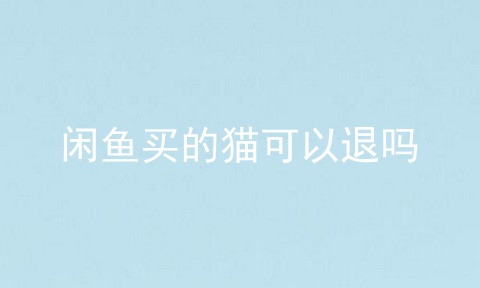 闲鱼买的猫可以退吗