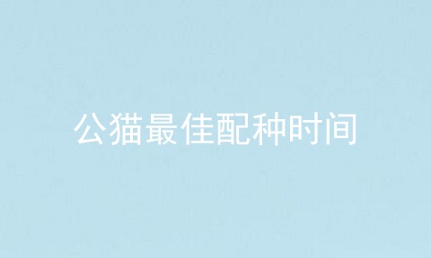 公猫最佳配种时间