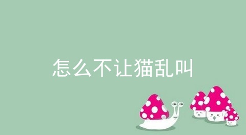 怎么不让猫乱叫