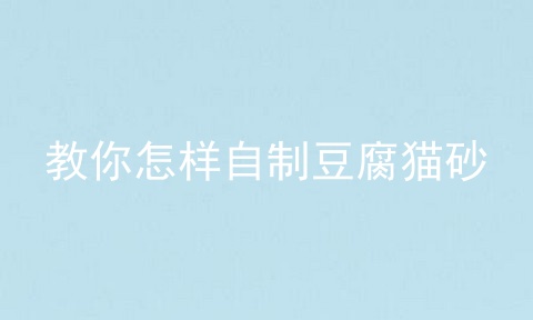 教你怎样自制豆腐猫砂