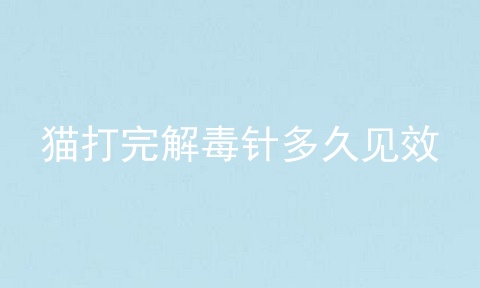 猫打完解毒针多久见效