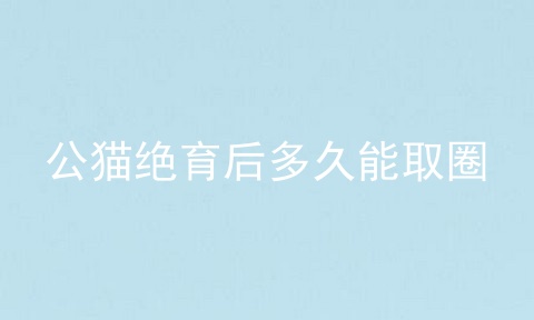 公猫绝育后多久能取圈