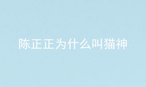 陈正正为什么叫猫神