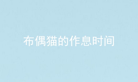 布偶猫的作息时间