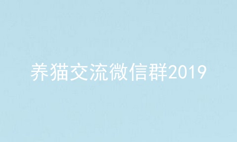 养猫交流微信群2019
