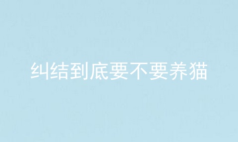 纠结到底要不要养猫