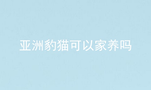 亚洲豹猫可以家养吗