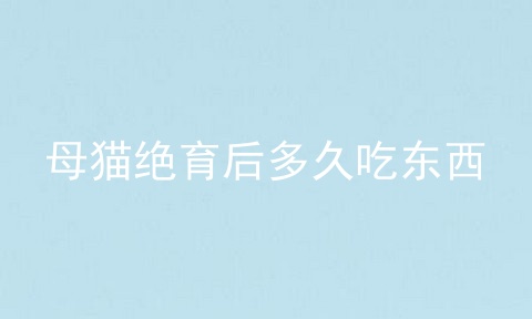 母猫绝育后多久吃东西