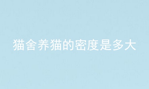 猫舍养猫的密度是多大