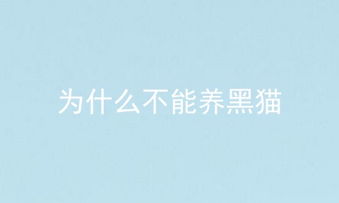 为什么不能养黑猫