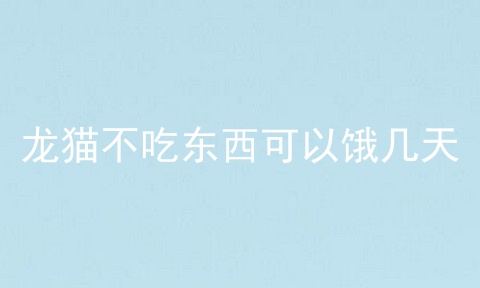 龙猫不吃东西可以饿几天