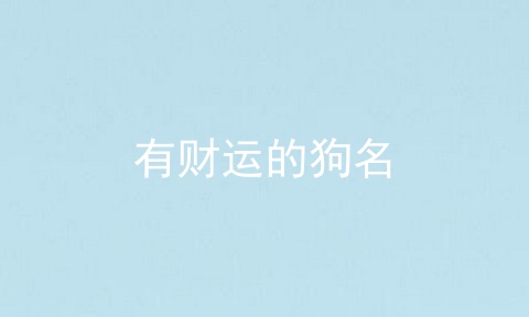 有财运的狗名