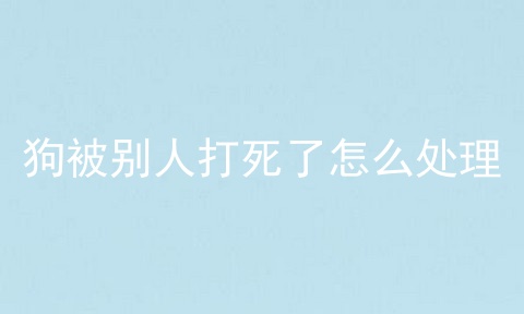 狗被别人打死了怎么处理