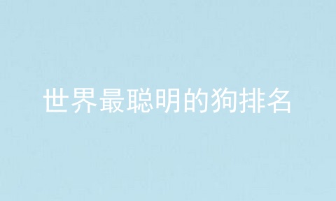 世界最聪明的狗排名