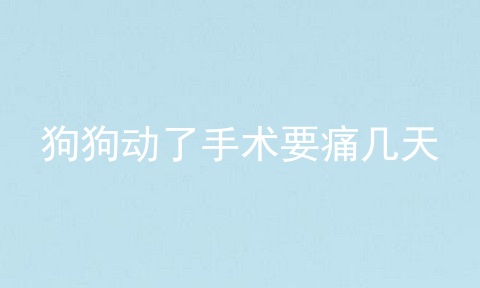 狗狗动了手术要痛几天