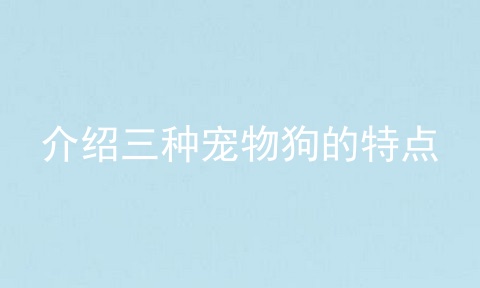 介绍三种宠物狗的特点