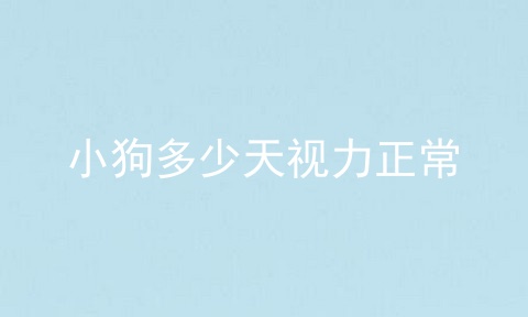 小狗多少天视力正常