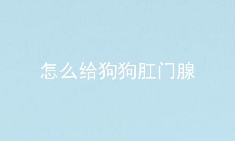 怎么给狗狗肛门腺