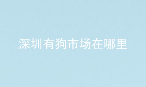 深圳有狗市场在哪里