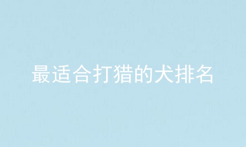 最适合打猎的犬排名