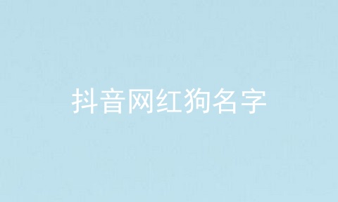 抖音网红狗名字