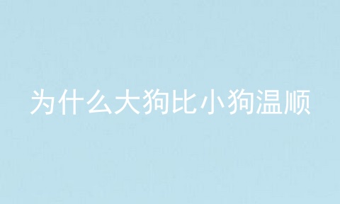 为什么大狗比小狗温顺