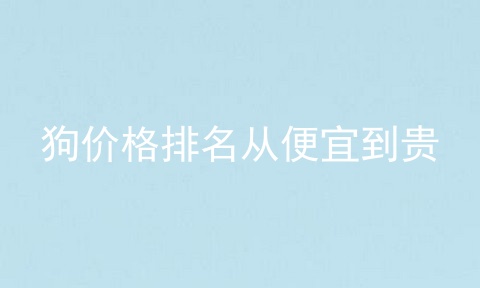 狗价格排名从便宜到贵