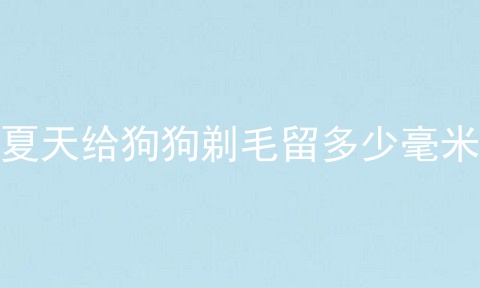 夏天给狗狗剃毛留多少毫米