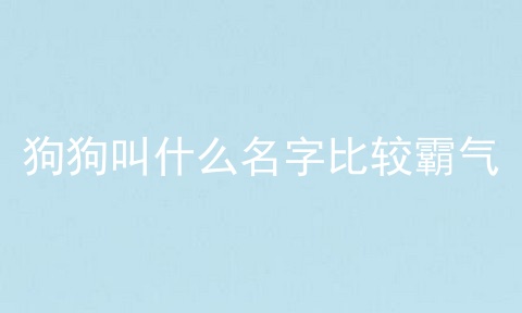 狗狗叫什么名字比较霸气