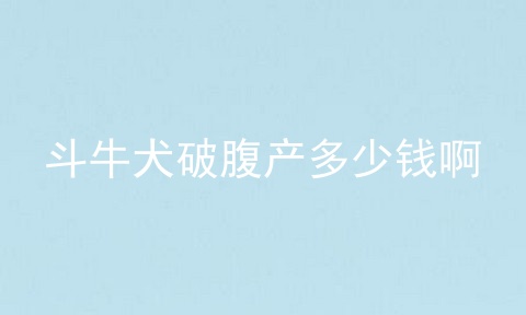 斗牛犬破腹产多少钱啊