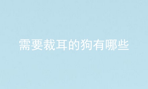 需要裁耳的狗有哪些